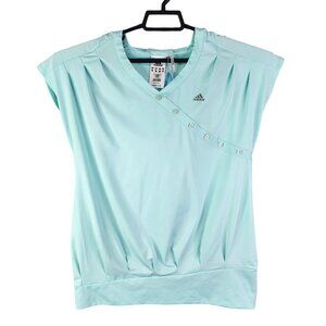 Womens Adidas Clima365 Light Blue Hooded Vest Shirt V-Neck Sleeveless Size L